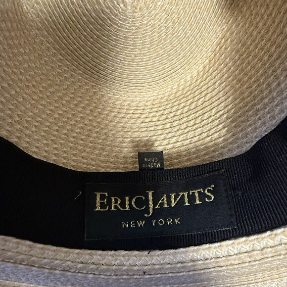 Eric Javits Packable Daphne Straw Fedora Hat Black Ribbon Vacation - Picture 7 of 9